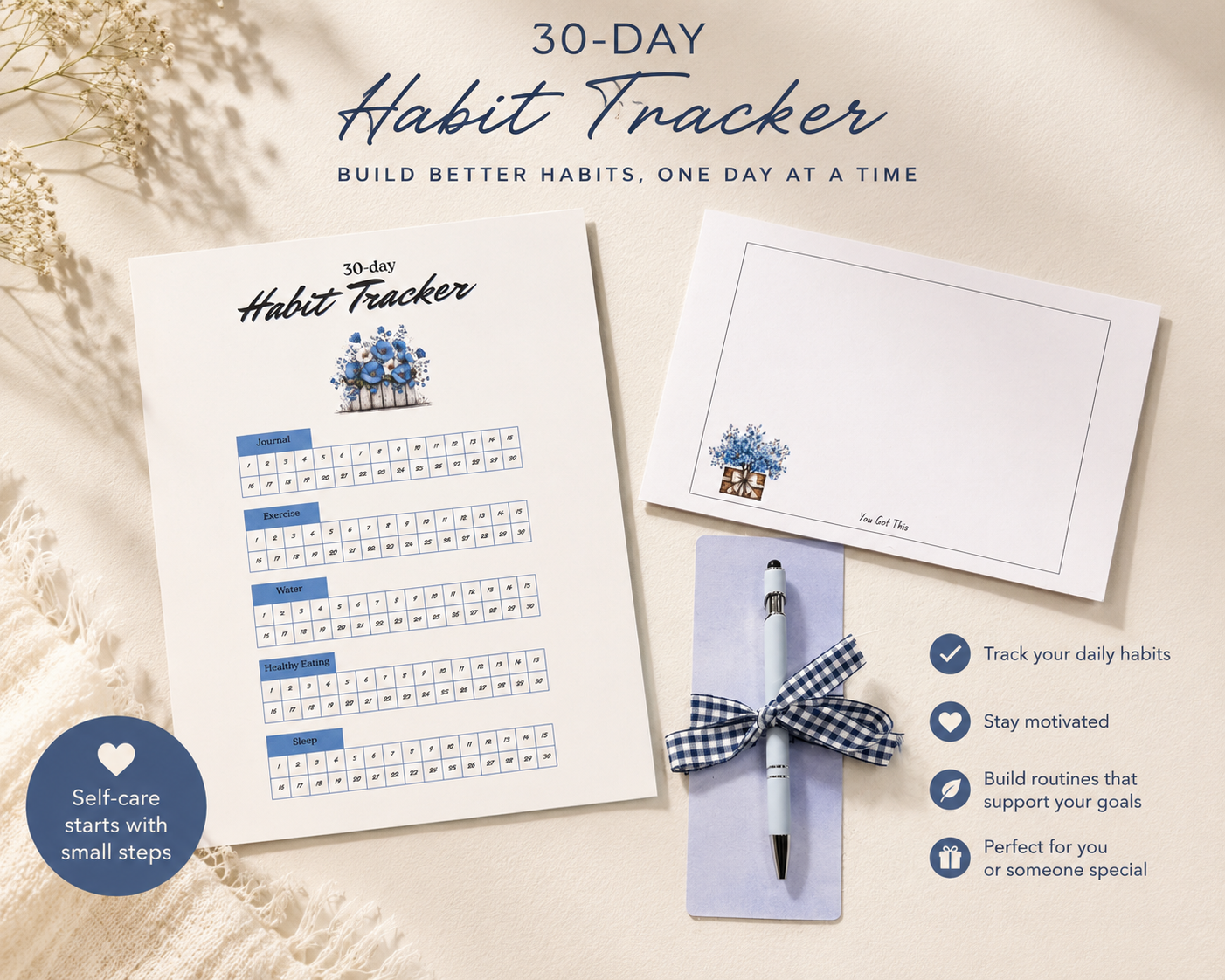 30 day habit tracker tear of sheets 1 year