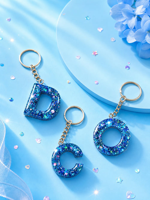 blueberry pop alphabet resin keychain