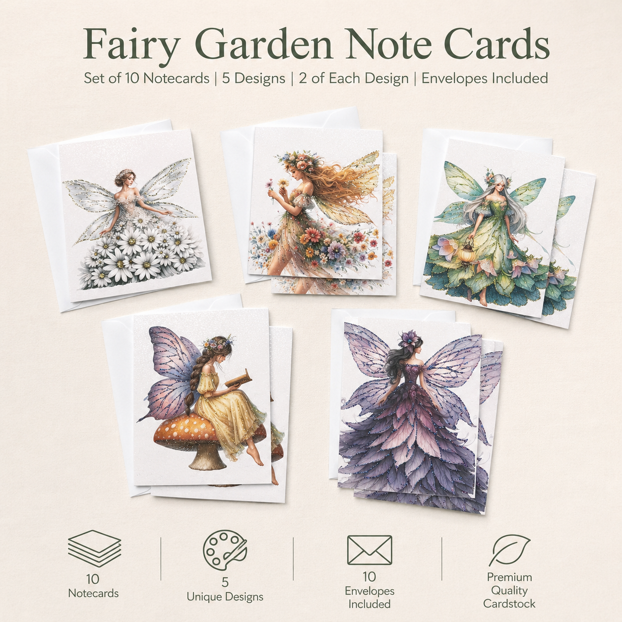 Note Cards Fairy Garden Theme