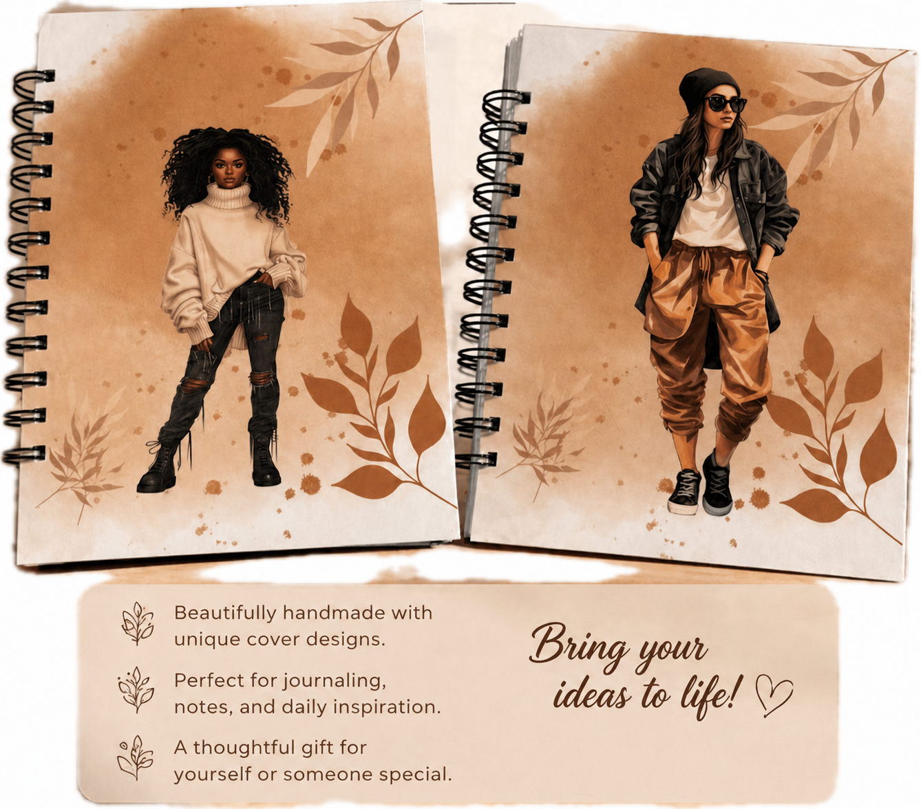 Intentional You Journal – Earth Tone Spiral Bound (Lined or Unlined)
