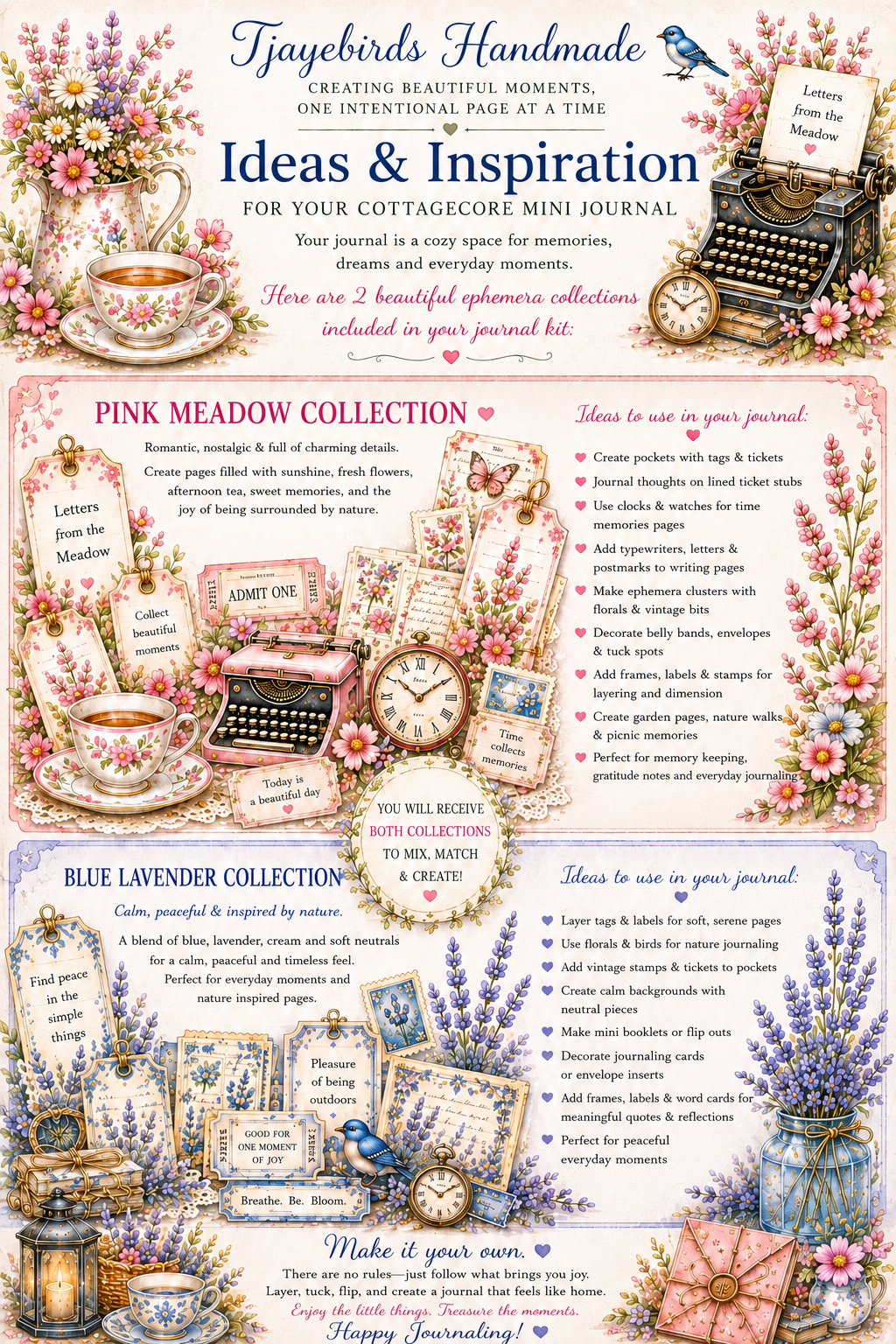 Bloom & Dream Cottagecore Mini Junk Journal & Ephemera Bundle