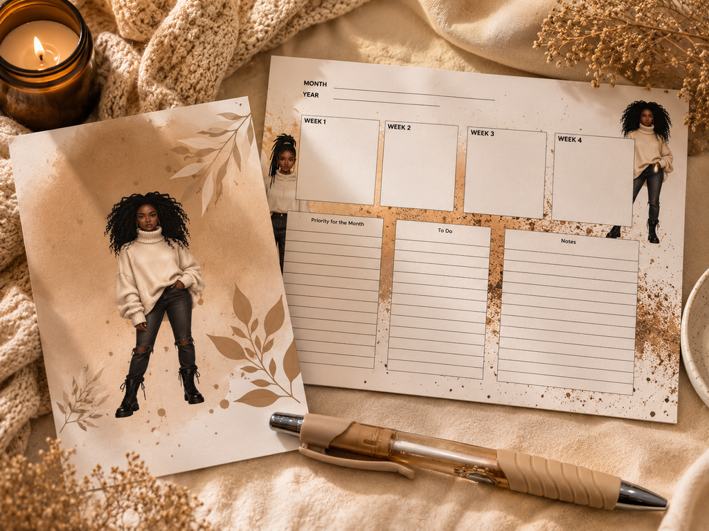 Intentional You Planner Set – Undated Tear-Off Sheets with Pen and Note pad