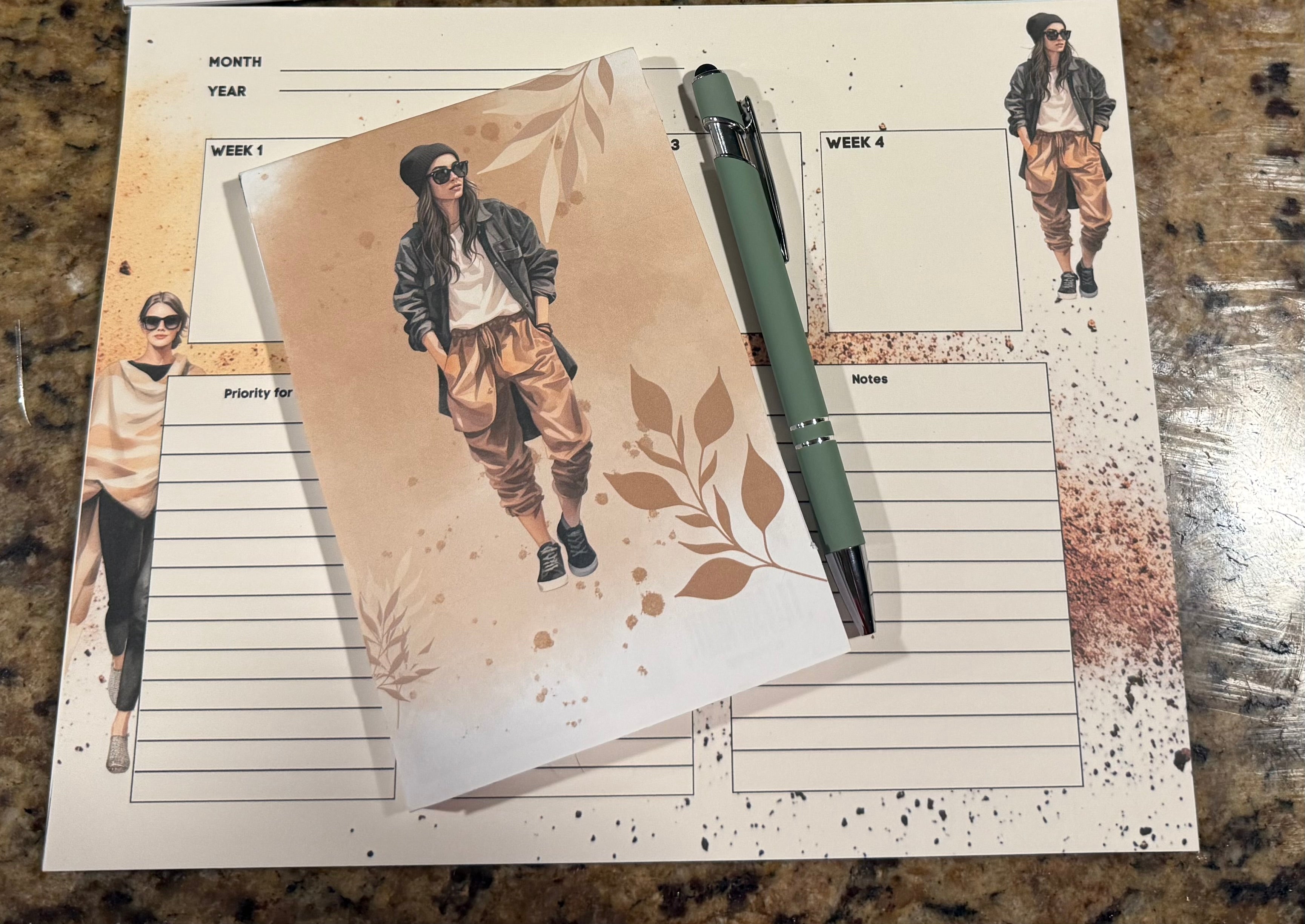 Intentional Moments Monthly Planner Set – Undated Tear-Off Sheets, Notes & Pen