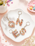 sprinkle alphabet resin keychain